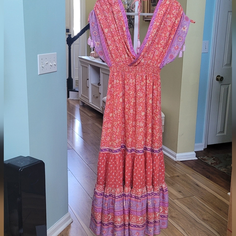 SPELL Sunshine Bandit Gown in Cayenne Size XS - Picture 12 of 16